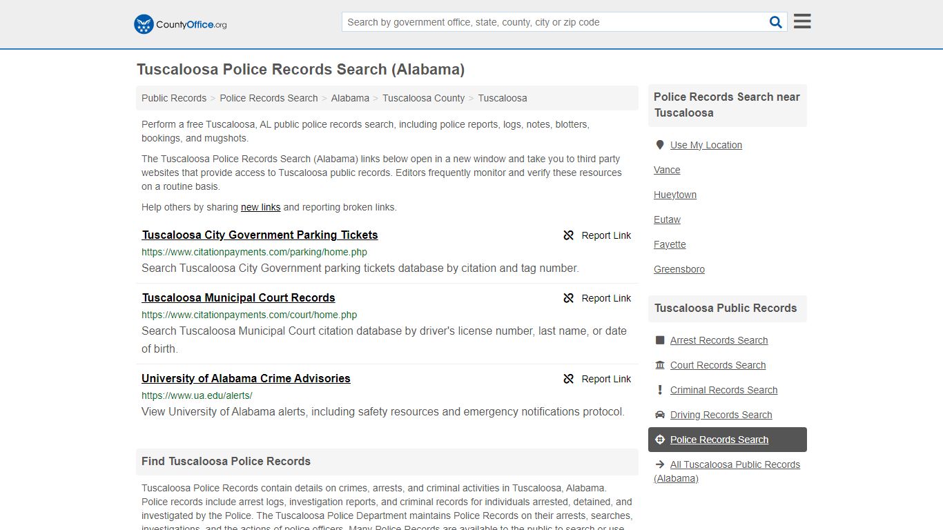 Police Records Search - Tuscaloosa, AL (Accidents & Arrest Records)