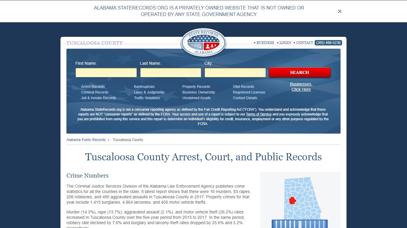 Tuscaloosa County Arrest, Court, and Public Records